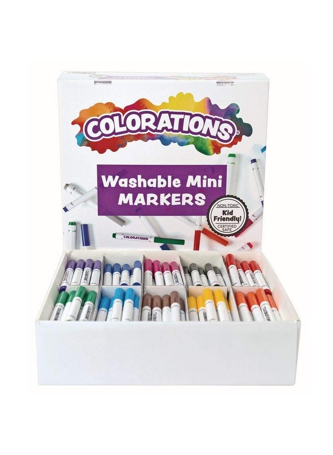 Colorations Washable Mini Markers, 200 Markers, 10 Colors, Coloring, Paper, Kids, Drawing, Bold Colors, Classroom, Pre-School, Art Supplies, School Supplies, Craft Projects - Image 1