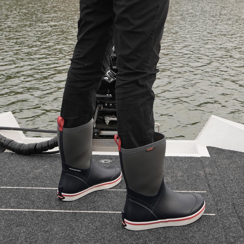 Showave Deck Boots for Men Rain Boots Mid Calf Insulated Rubber Boot for Men Waterproof Fishing Boot Outdoor Mud Booties for Sailing Gardening Working(Navy,Size 9) - Image 3