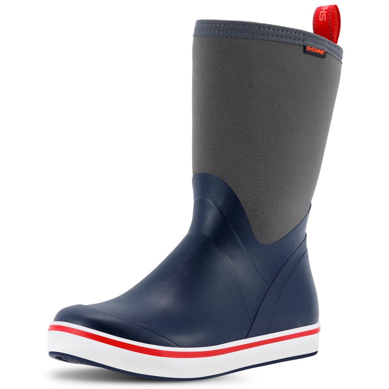 Showave Deck Boots for Men Rain Boots Mid Calf Insulated Rubber Boot for Men Waterproof Fishing Boot Outdoor Mud Booties for Sailing Gardening Working(Navy,Size 9) - Image 1