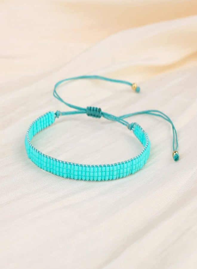 KELITCH Miyuki Seed Bead Bracelets Pure Color Bangle Bracelets Handmade Braided Friendship Wrap Bracelet for Women - Green - Image 3