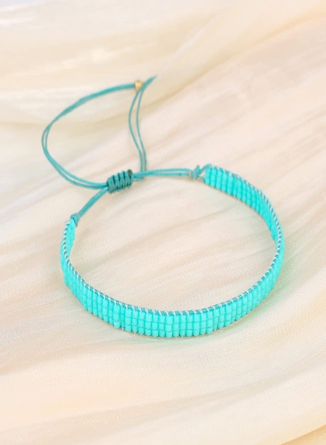 KELITCH Miyuki Seed Bead Bracelets Pure Color Bangle Bracelets Handmade Braided Friendship Wrap Bracelet for Women - Green - Image 2