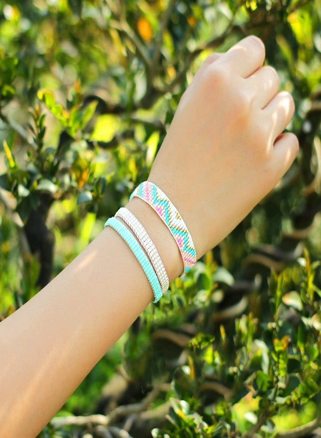 KELITCH Miyuki Seed Bead Bracelets Pure Color Bangle Bracelets Handmade Braided Friendship Wrap Bracelet for Women - Green - Image 5