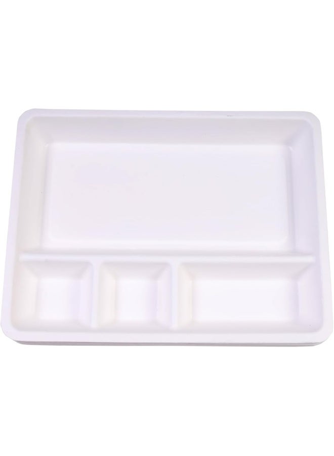 HOME CHOICE 3 Compartment Disposable Rectangular Sugar Cane Food Container 10-Pieces  - Image 2