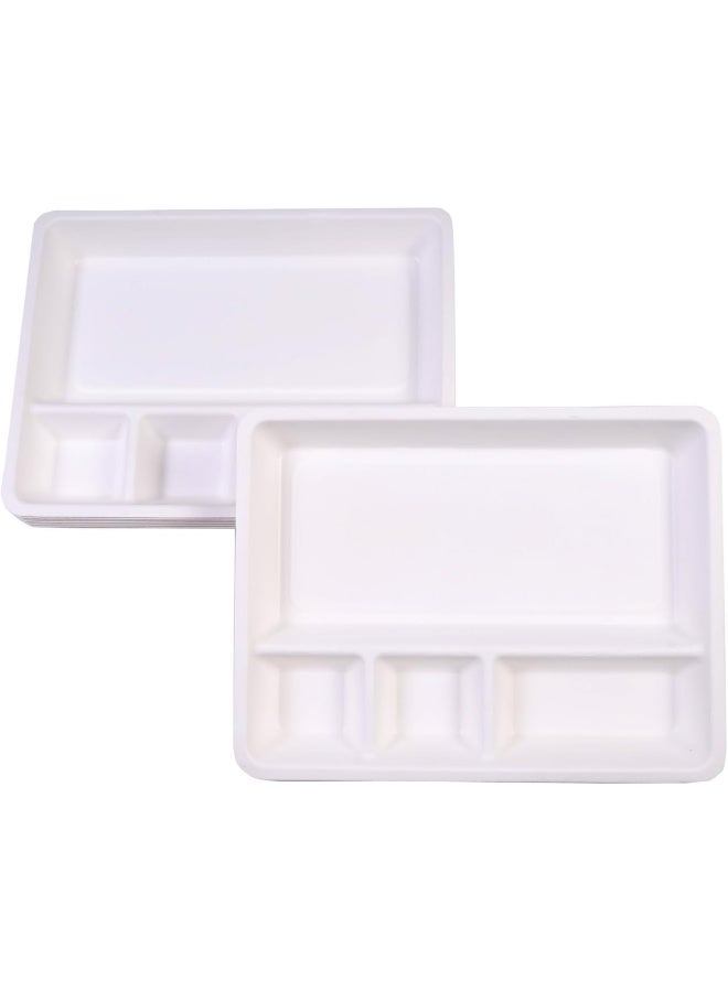 HOME CHOICE 3 Compartment Disposable Rectangular Sugar Cane Food Container 10-Pieces  - Image 3