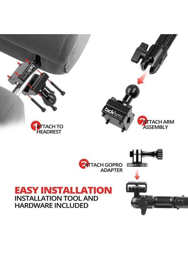 tackform Action Camera Headrest Mount DrivePro Best Car Mount for Recording Racing Video [Super Rigid Design] - Image 3
