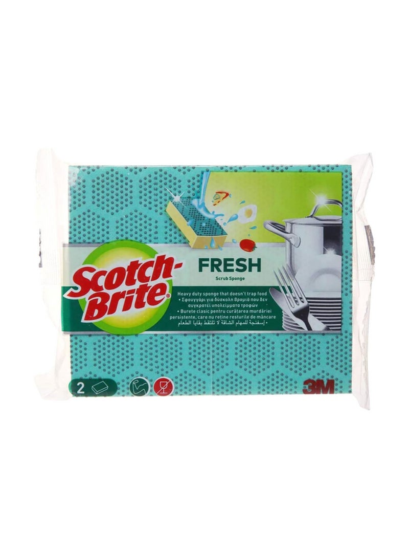 Scotch Brite 2-Piece Fresh Heavy Duty Scrub Sponge Yellow and Green - Image 1