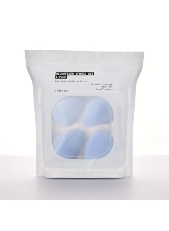 JUNO & Co. JUNO Co Microfiber Makeup Sponge Set 4Pack Dual Layer Technology and Airbrushed Complexion Finish Makeup Blender for Foundation Powder and Cream - Image 1