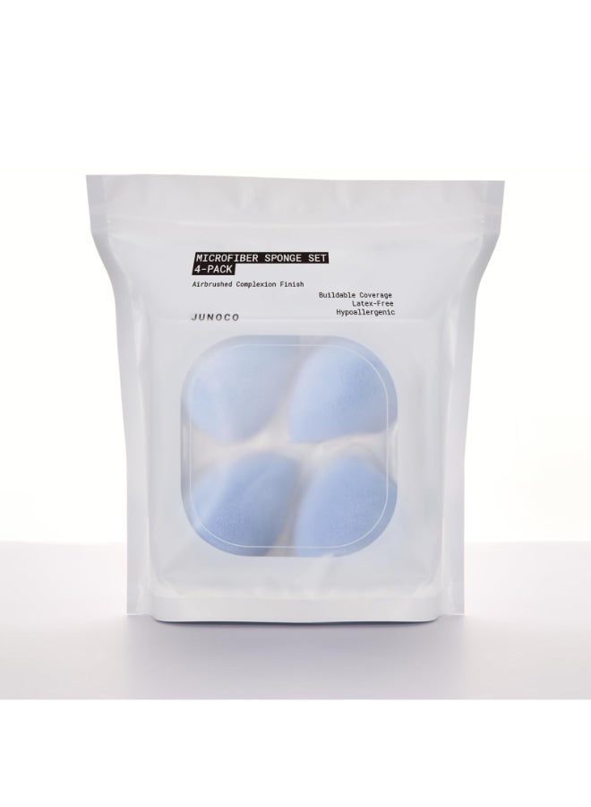 JUNO & Co. JUNO Co Microfiber Makeup Sponge Set 4Pack Dual Layer Technology and Airbrushed Complexion Finish Makeup Blender for Foundation Powder and Cream - Image 2