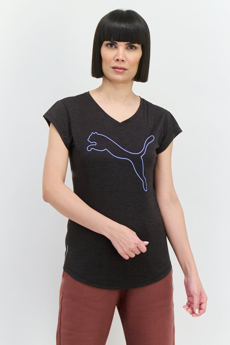 PUMA تي شيرت تدريب قصير الأكمام للنساء، أسود مائل للرمادي - Image 1