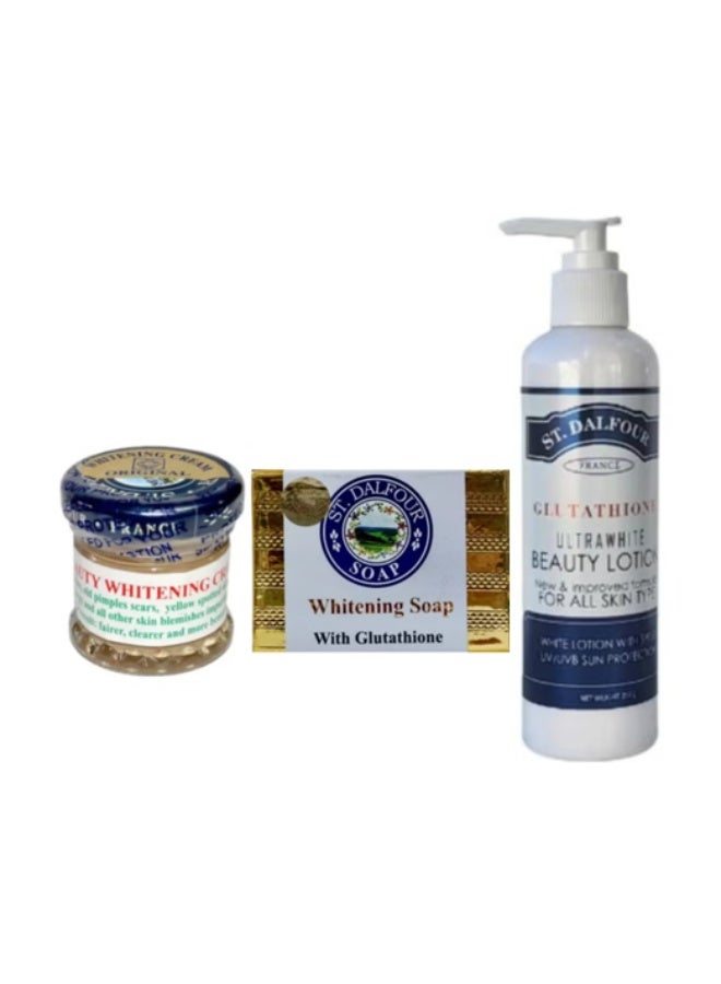 St.Dalfour Beauty Whitening Cream +Whitening Soap with Glutathione + Glutathione Whitening Body Lotion