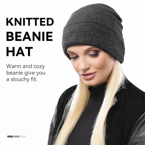 OZERO Winter Beanie Daily Hat Warm Polar Fleece Ski Stocking Skull Cap for Men and Women Gray - Image 3