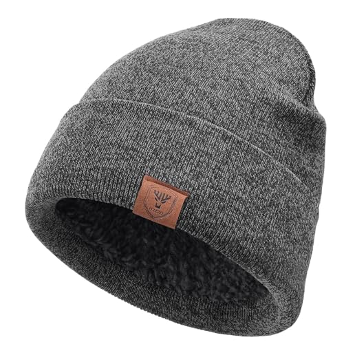 OZERO Winter Beanie Daily Hat Warm Polar Fleece Ski Stocking Skull Cap for Men and Women Gray - Image 1
