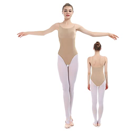 iMucci Leotards for Women Nude Bodysuit Nude Leotard with Clear Straps Camisole Leotards Women Tan Dance Leotard - Image 1