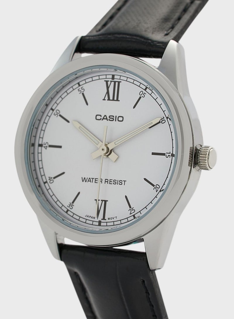 كاسيو ساعة يد بعقارب وسوار من الجلد - Image 2