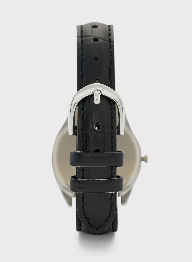 كاسيو ساعة يد بعقارب وسوار من الجلد - Image 3