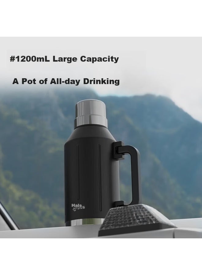 Haers Insulated Travel Flask Outdoor Large Capacity Travel Warm Flask Hgy-1200-001 Night Sky Black - Image 4