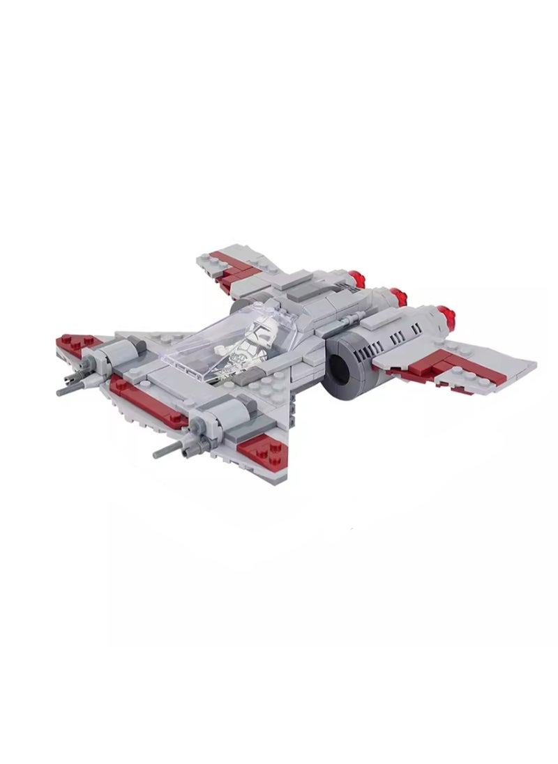 Children's Self-assembled Small Particle Toy Building Blocks Pirate Fighter (Red) + Minifigure Model Handmade Creative Educational Toys  - Image 1