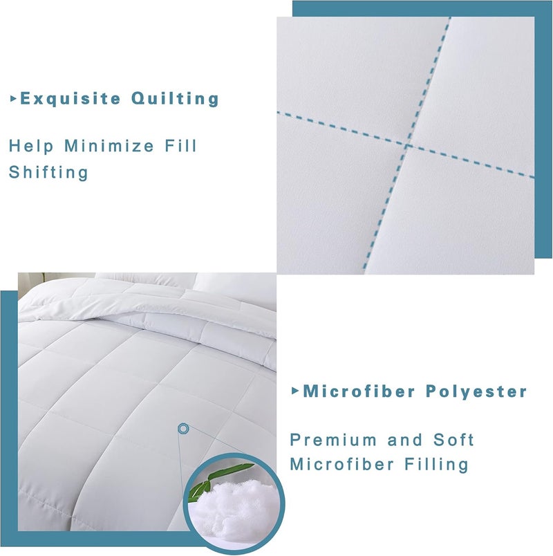 DOWNCOOL All Seasons White Bed Set Twin - 2 Pieces Comforter Set - Lightweight Down Alternative Quilted Comforter with 1 Pillow Sham - Bedding Comforter Sets (Twin,64"x88") - Image 4