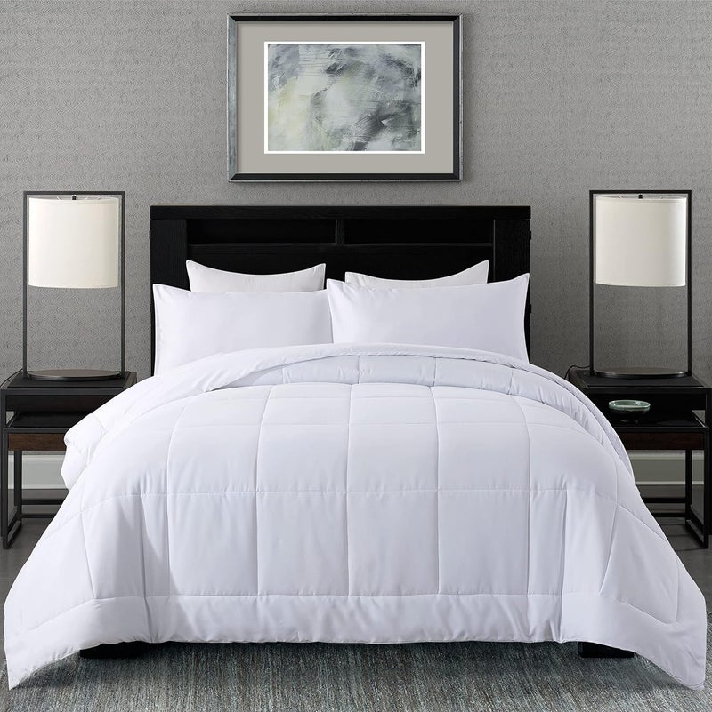 DOWNCOOL All Seasons White Bed Set Twin - 2 Pieces Comforter Set - Lightweight Down Alternative Quilted Comforter with 1 Pillow Sham - Bedding Comforter Sets (Twin,64"x88") - Image 1