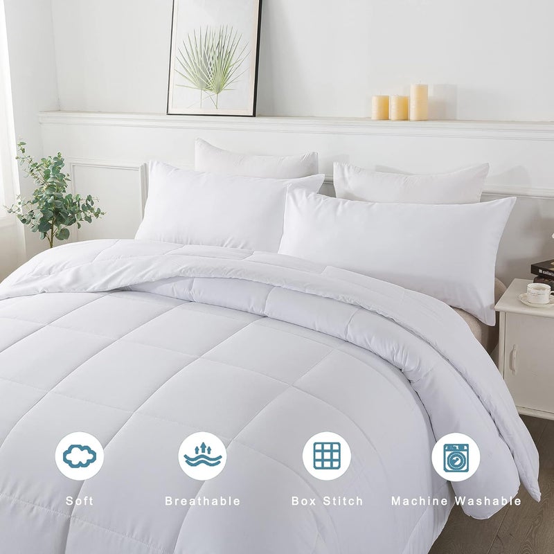 DOWNCOOL All Seasons White Bed Set Twin - 2 Pieces Comforter Set - Lightweight Down Alternative Quilted Comforter with 1 Pillow Sham - Bedding Comforter Sets (Twin,64"x88") - Image 3