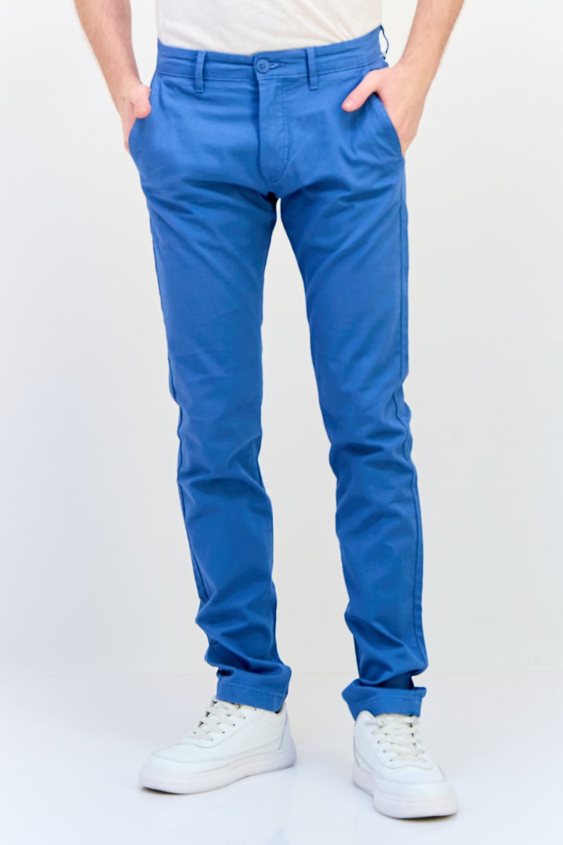 Celio Men Slim Fit Solid Chino Pants, Slate Blue  - Image 1