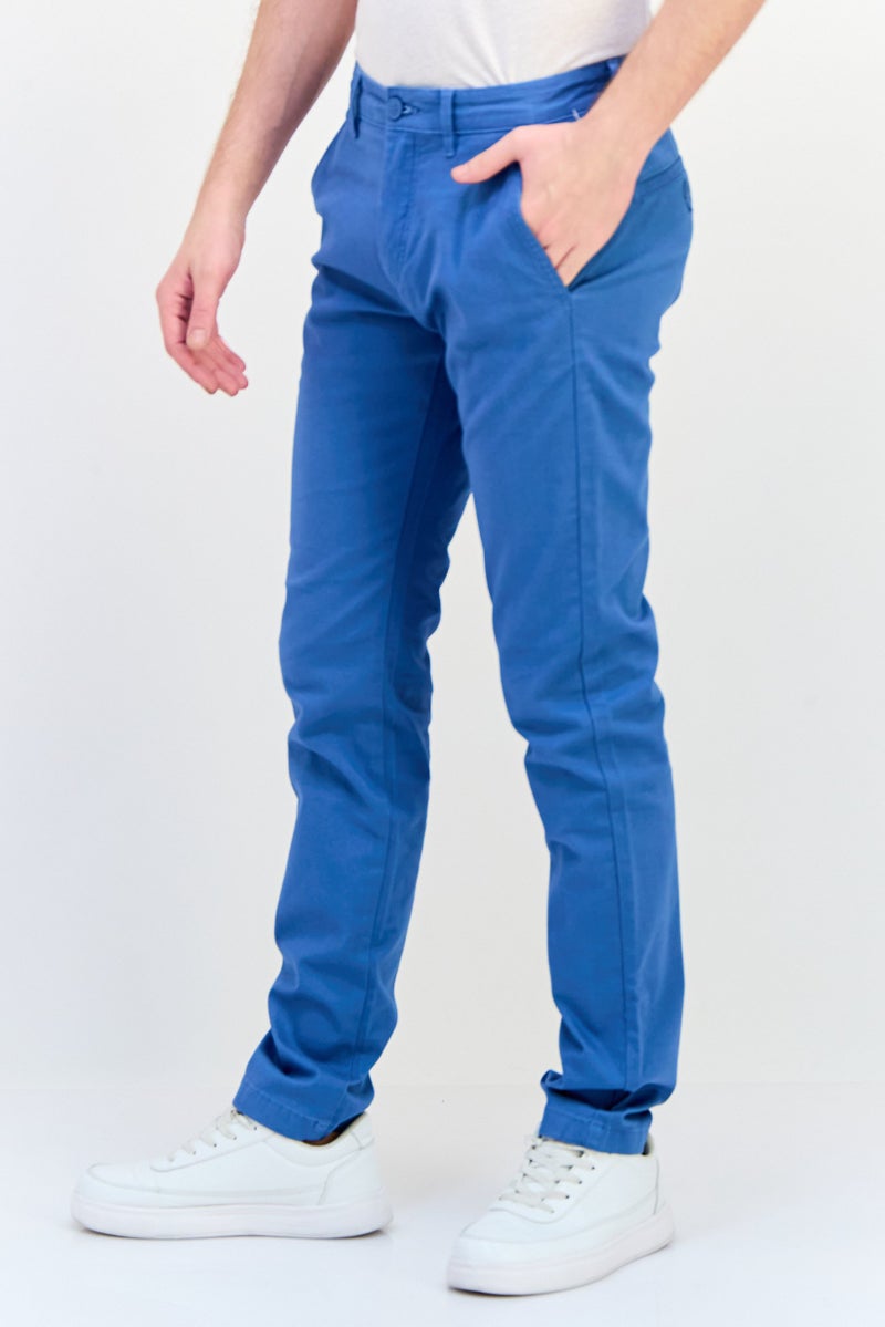 Celio Men Slim Fit Solid Chino Pants, Slate Blue  - Image 2