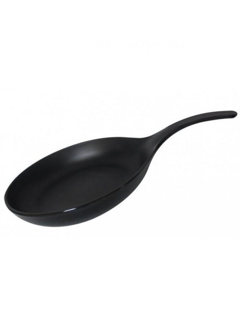 Melamine serving plate, matte black color, size 24 cm