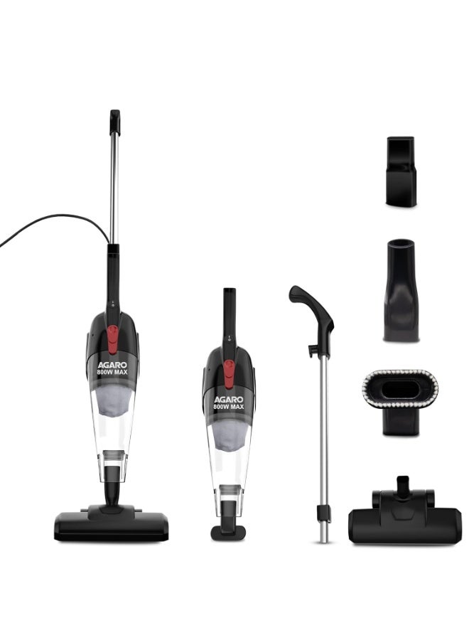 AGARO Regal Plus Upright Vacuum Cleaner, 2-in-1, Handheld & Stick, Dry Vacuuming, for Home Use, 800 Watts, 6.5 kPa Suction Power, Bagless, Black - Image 1