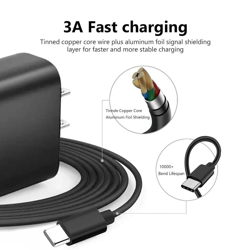 WZHENB 2-Pack 10FT USB C Charger for Motorola TurboPower, Moto G Power 5G 2025 2024, G Stylus, One 5G UW Ace, Edge 5G UW,G100, G Play, Edge+ (2022/2023), Edge Plus 5G UW (2022), Razr Charging Cable Cord - Image 3