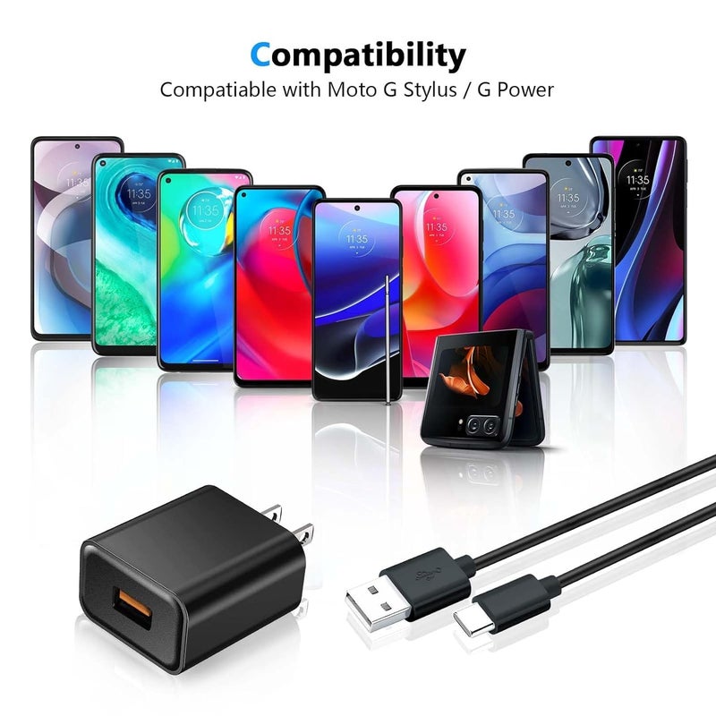 WZHENB 2-Pack 10FT USB C Charger for Motorola TurboPower, Moto G Power 5G 2025 2024, G Stylus, One 5G UW Ace, Edge 5G UW,G100, G Play, Edge+ (2022/2023), Edge Plus 5G UW (2022), Razr Charging Cable Cord - Image 2