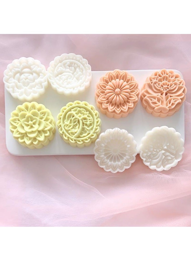DubaiGallery Mooncake Press Molds, Mid Autumn Festival Mooncake Mold Set 50g Flower Moon Cake Mold Stamps - Image 4