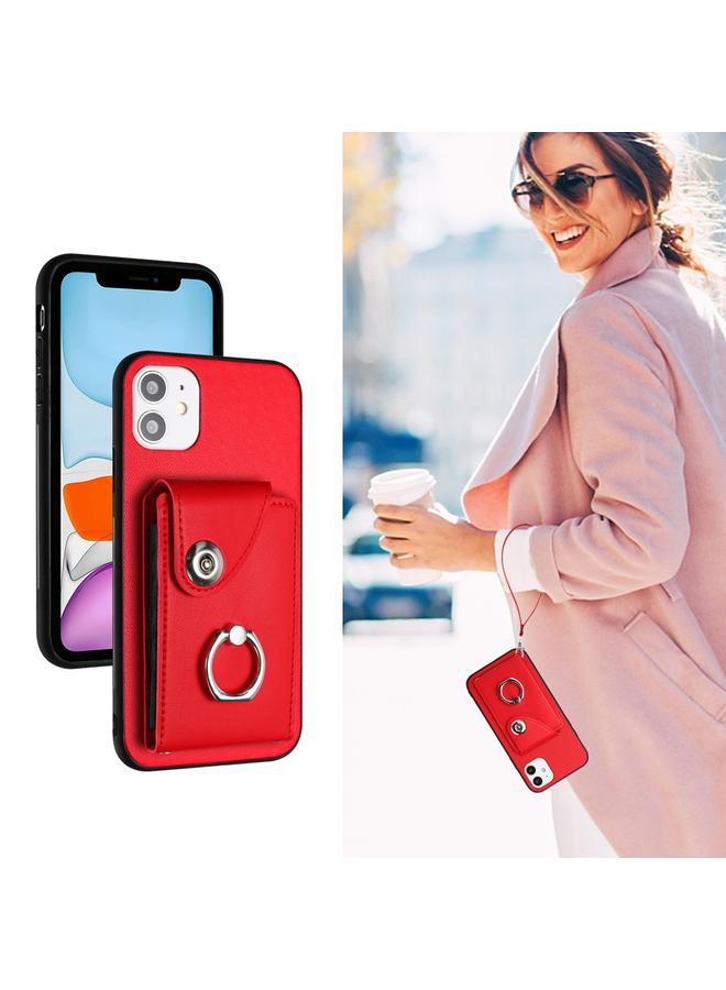 Zaboon Case For iPhone 11 Organ Card Bag Ring Holder PU Phone Case with Lanyard - Image 5