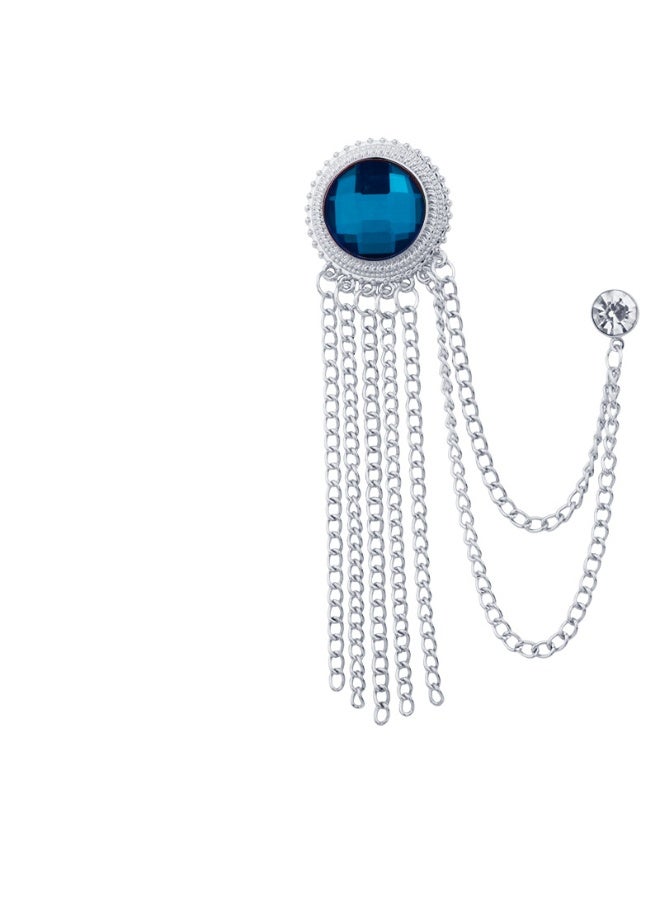Versatile Temperament Personality Gemstone Tassel Chain Suit Brooch