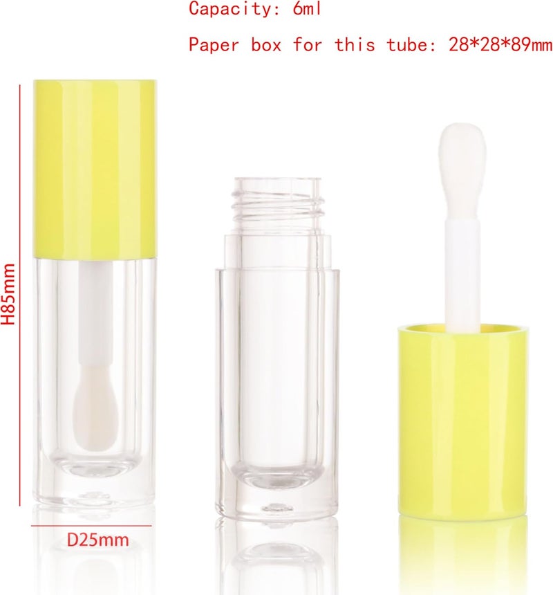 COSIDEA 14pcs Empty 6ml big doe foot wand Chunky lip gloss tubes for DIY lipgloss,Pink round lipgloss containers tubes with thick wand (Yellow) - Image 2
