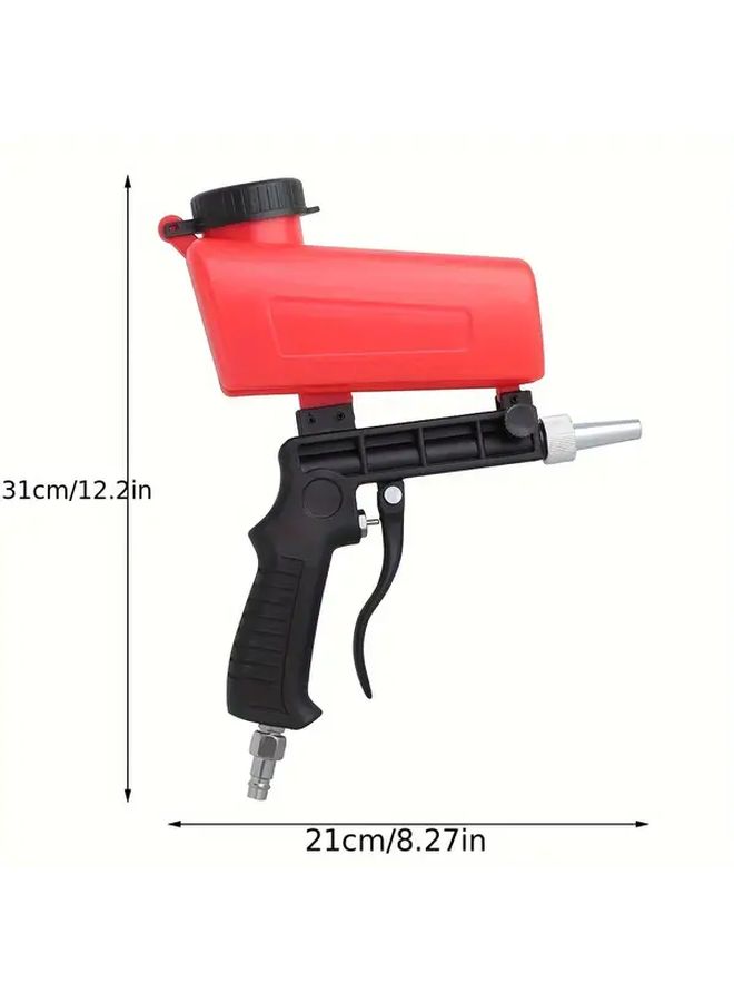 Red Manual Air Sandblast Gun 90PSI Adjustable Portable Dust Blaster - Image 2