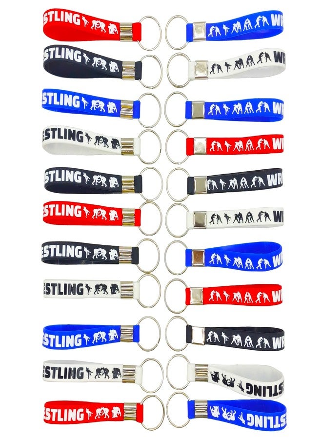 ATSMOICY 24PCS Wrestling Rubber Keychains - Wrestling Match Themed Birthday Grapple game Baby Party Favors Decorations Goodie Bag Favor Stuffer Stretchable Silicone Keychain - Image 1