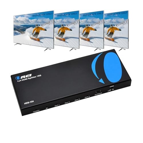 Orei HDS-104 1x4 Powered Splitter up to Full HD 1080P & 3D Support with EDID Control - 1 Source onto 4 Displays - Image 1