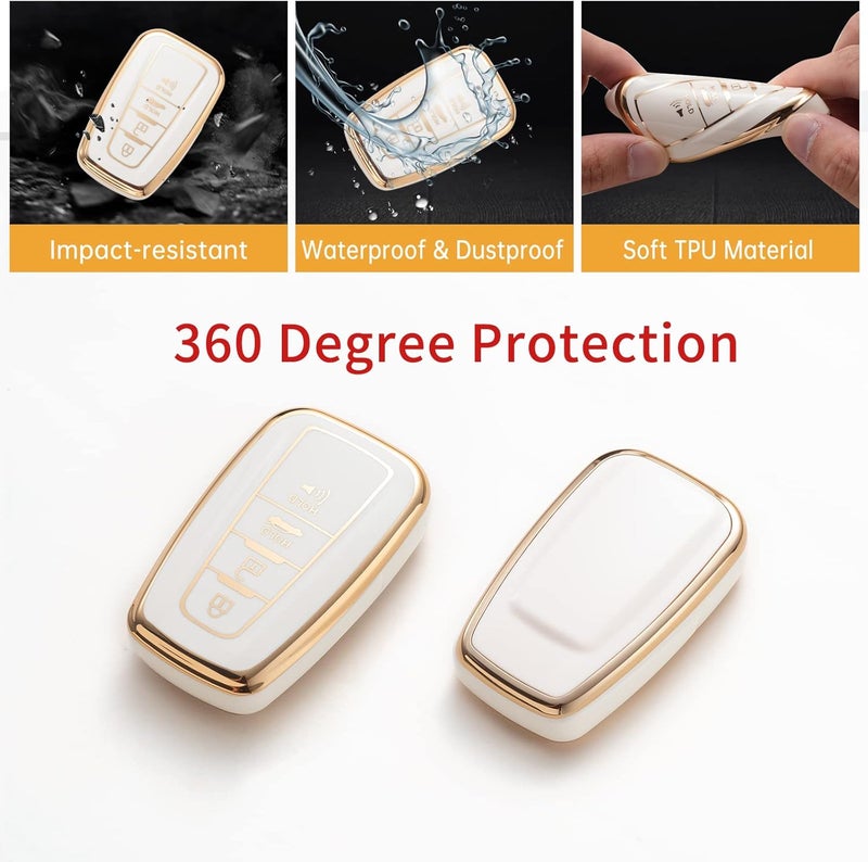 Gematay for Toyota Key Fob Cover with Lanyard, Car Key Case Protection for 2018-2022 Camry RAV4 Highlander Avalon C-HR Prius Corolla GT86 Smart Key Holder - Image 3