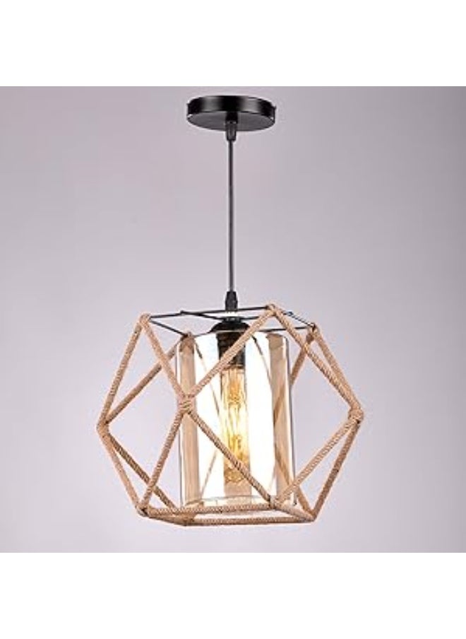 Generic Modern Geometric Rope and Metal Pendant Chandelier - Warm Lighting for Offices and Luxury Home Decor Cube 1027  - Image 2