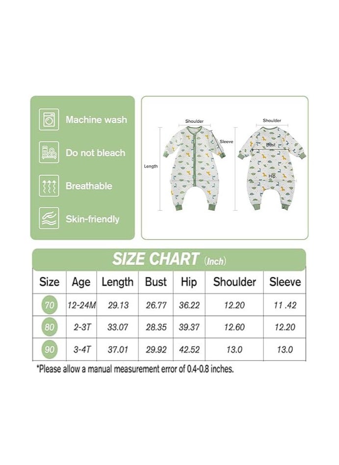 Bebiland Baby Sleep Sack, Baby Sleeping Bag with 100% Organic Cotton, Unisex Swaddle Transition Sleeping Bag, Double Zipper Gauze Baby Sleeping Bag, Long Sleeve Sleeping Bag and Wearable Baby Blanket  - Image 2