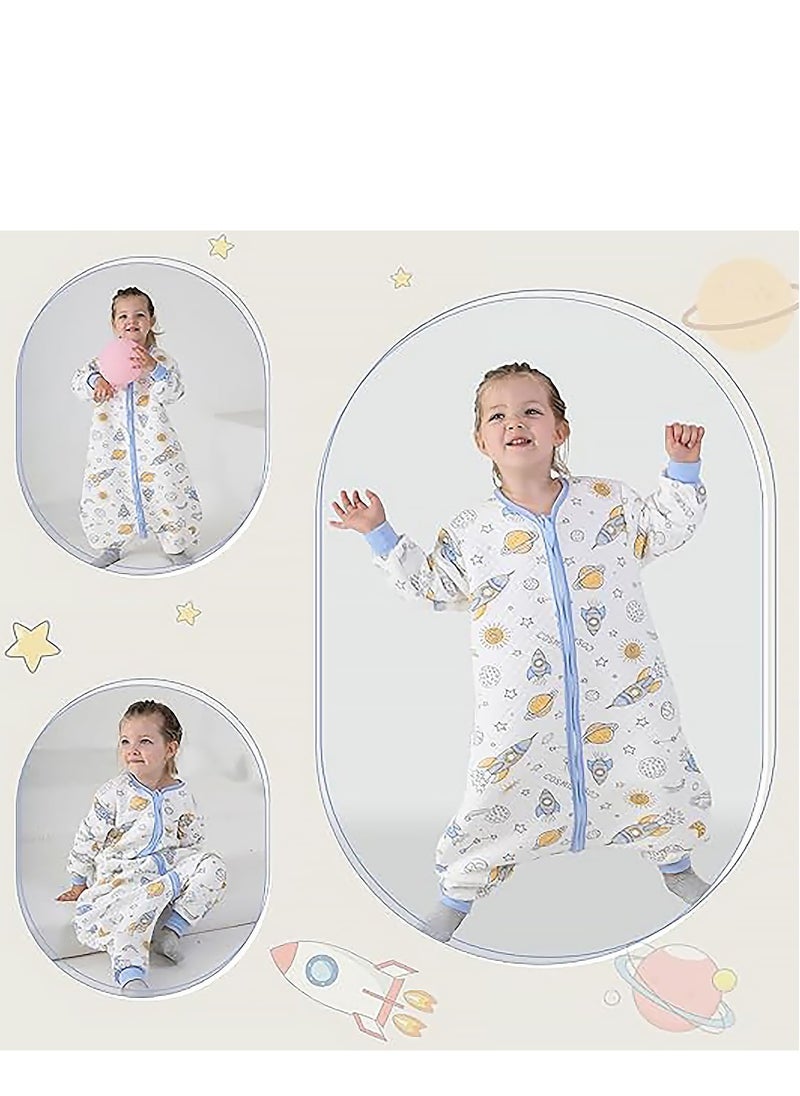 Bebiland Baby Sleep Sack, Baby Sleeping Bag with 100% Organic Cotton, Unisex Swaddle Transition Sleeping Bag, Double Zipper Gauze Baby Sleeping Bag, Long Sleeve Sleeping Bag and Wearable Baby Blanket  - Image 5