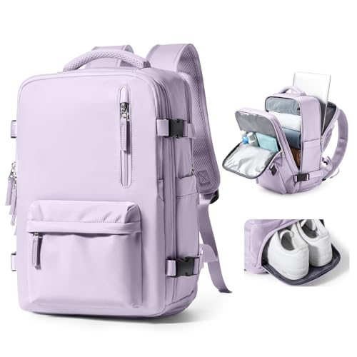 VGCUB Large Travel Backpack Bag for Women Men,Carry on Backpack,17 Inch Laptop Business Work Waterproof Backpack with Laptop Compartment,Person Item Flight Approved,Mochila de Viaje,Purple - Image 1