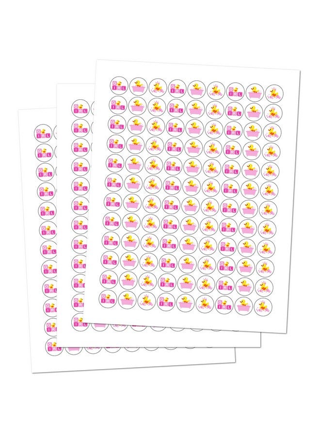 RokAPary 324 Pink Duck, Rubber Ducky Theme Baby Shower Favors Stickers for Baby Shower Or Baby Sprinkle Party Decorations, Baby Shower Kisses Stickers, Birthday Ducky Kisses Stickers. Made in USA - Image 2