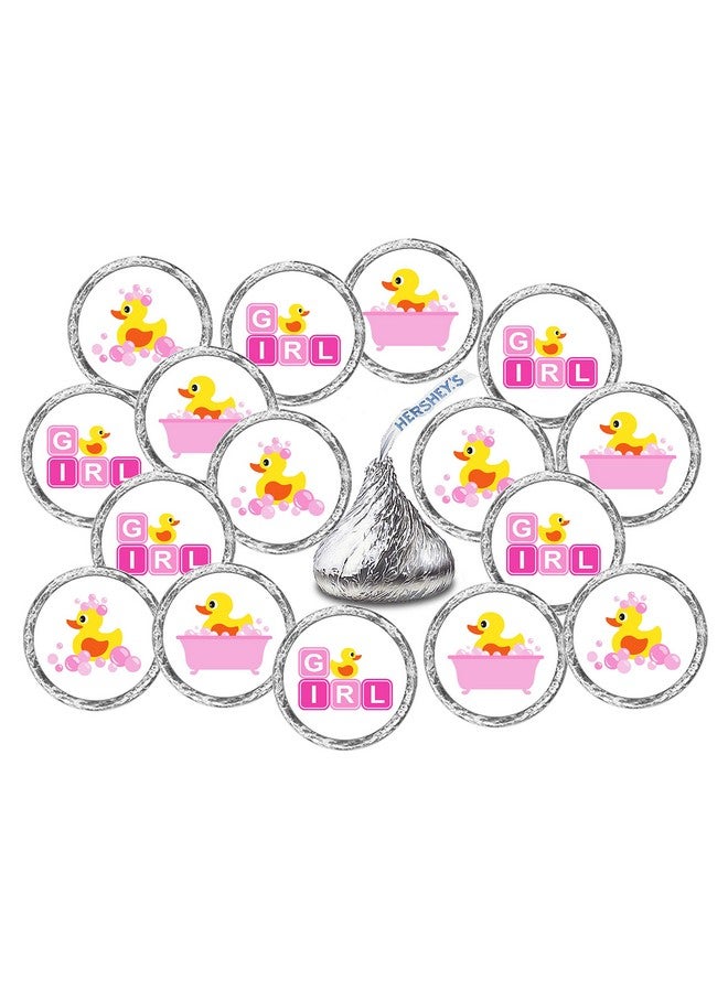 RokAPary 324 Pink Duck, Rubber Ducky Theme Baby Shower Favors Stickers for Baby Shower Or Baby Sprinkle Party Decorations, Baby Shower Kisses Stickers, Birthday Ducky Kisses Stickers. Made in USA - Image 1