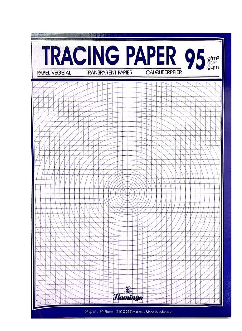 FLAMINGO Flamingo Tracing Pad A4 95 Gsm 50 Shts Transparent, smooth paper for better results and usability Works well with pencils, markers, pens and ink Ideal choice for overlays and sketching It has sheet density of 95 GSM  - Image 1