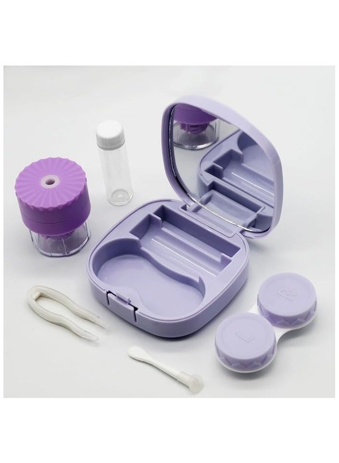 حافظة عدسات لاصقة سفر محمولة - علبة تخزين ملونة مع مرآة، زجاجة محلول وأداة تطبيق - للاستخدام اليومي والرحلات - Image 2