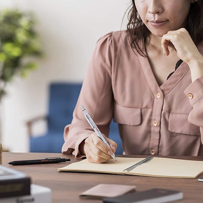 Rotring 600 3-in-1 Multicolor Pen and Mechanical Pencil, Black Barrel, Brass Mechanism, Fine Point Tips, Hexagonal Barrel, Metal Knurled Grip - Image 2
