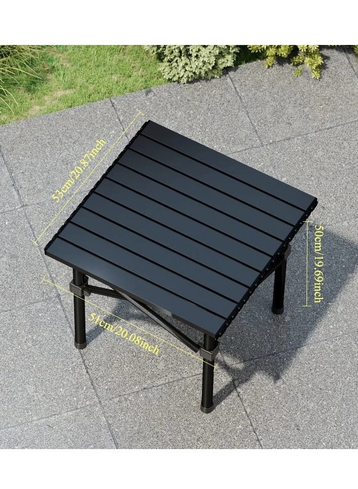 Yuwell Portable Roll-Up Camping Table with 2 Chairs, Lightweight Aluminum Folding Picnic Table Set with Carry Bag, Waterproof, Rust-Resistant Outdoor Table & Chair for Camping Table 53X50X50CM Black - Image 3
