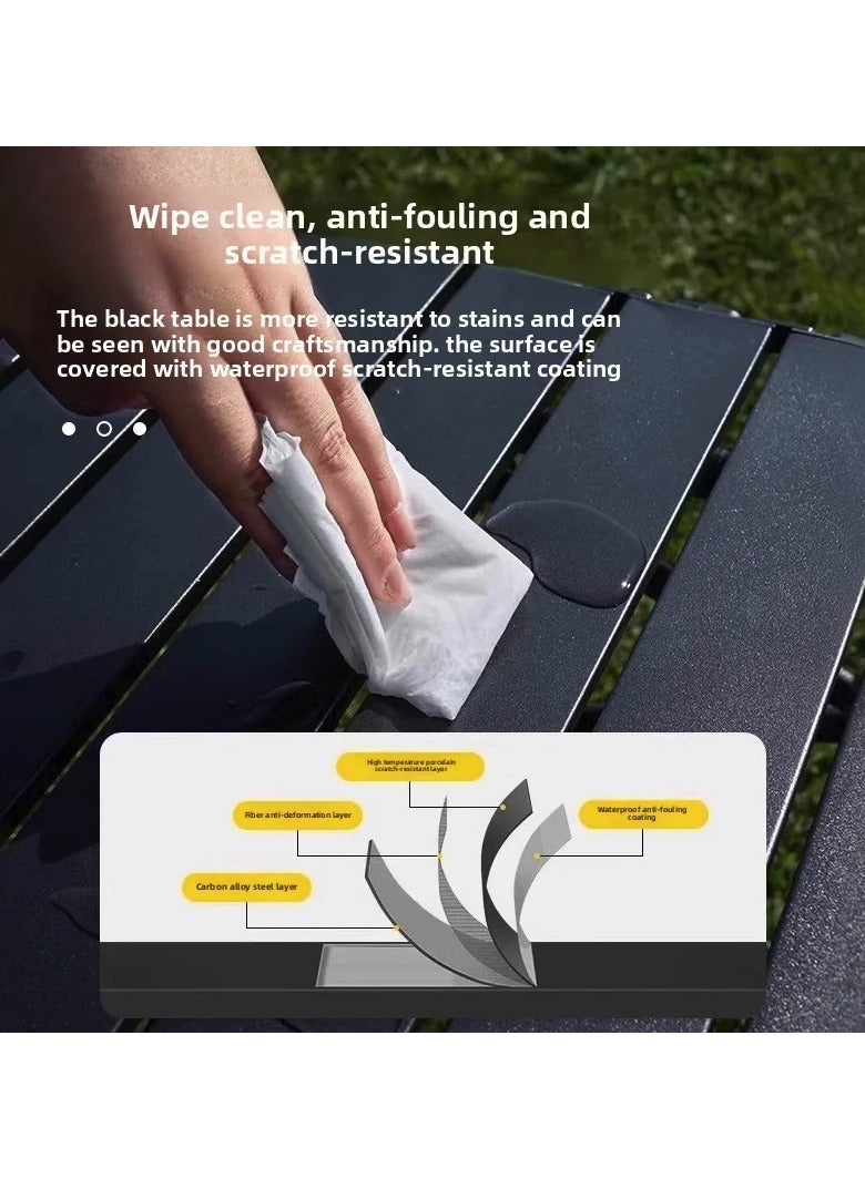 Yuwell Portable Roll-Up Camping Table with 2 Chairs, Lightweight Aluminum Folding Picnic Table Set with Carry Bag, Waterproof, Rust-Resistant Outdoor Table & Chair for Camping Table 53X50X50CM Black - Image 4