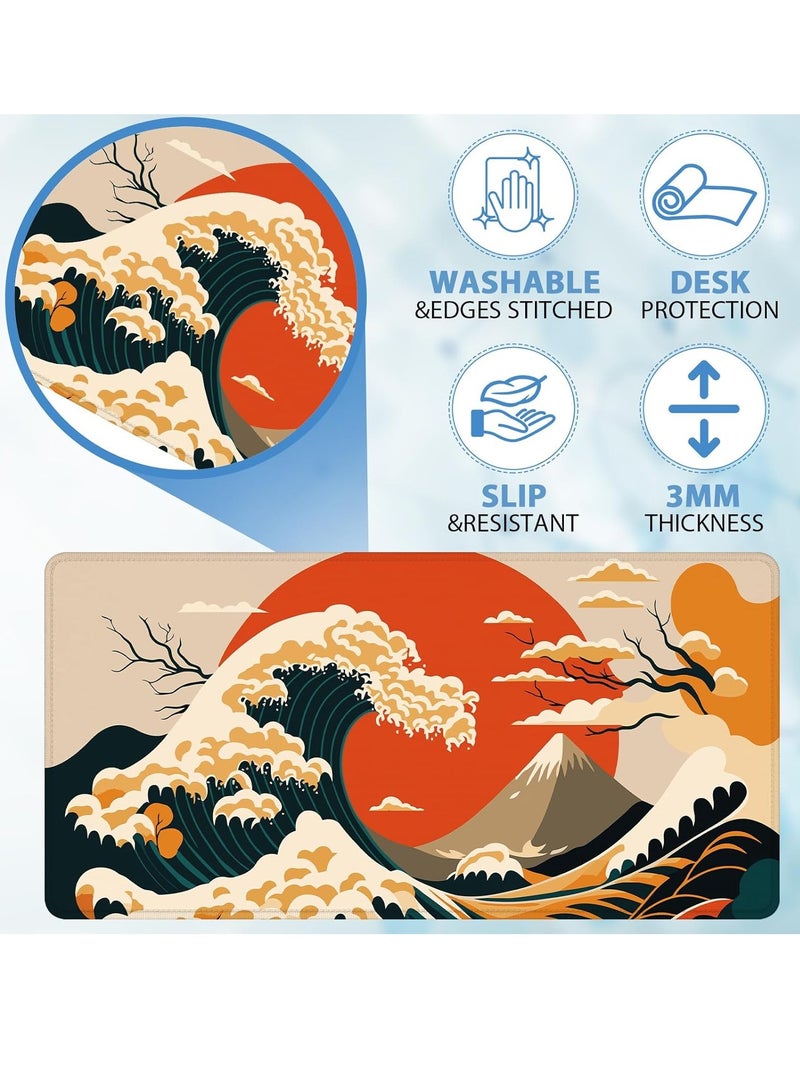 Abstract Japanese Sea Wave Gaming Mouse Pad – Anti Slip Base – Speed Edition | 70 X 30 cm